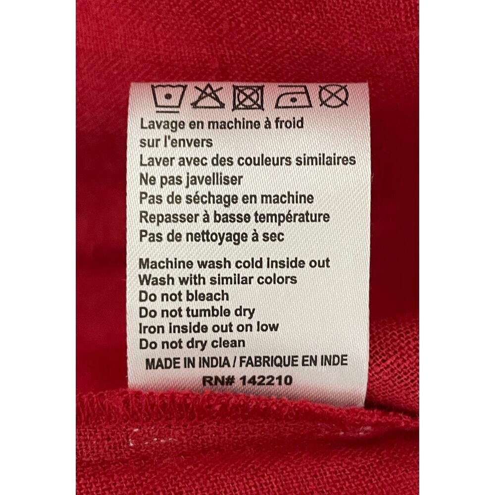 MerSea Voyageur 100% Linen Dress XL Red Embroidered Puff Sleeve Mini Beachy - Picture 11 of 12
